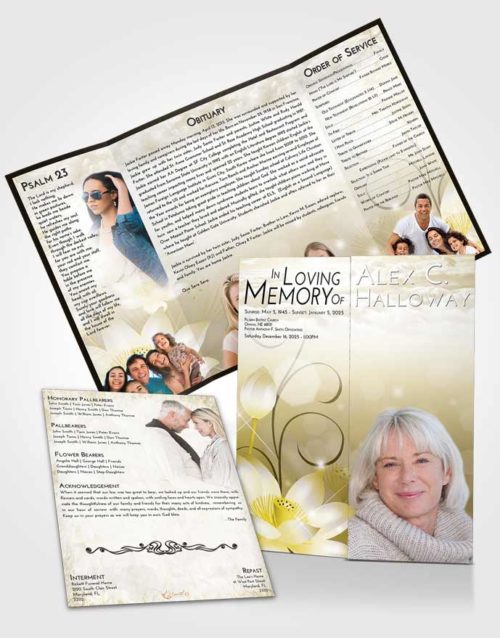 Obituary Funeral Template Gatefold Memorial Brochure Harmony Floral Peace