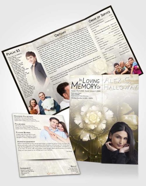 Obituary Funeral Template Gatefold Memorial Brochure Harmony Floral Secret