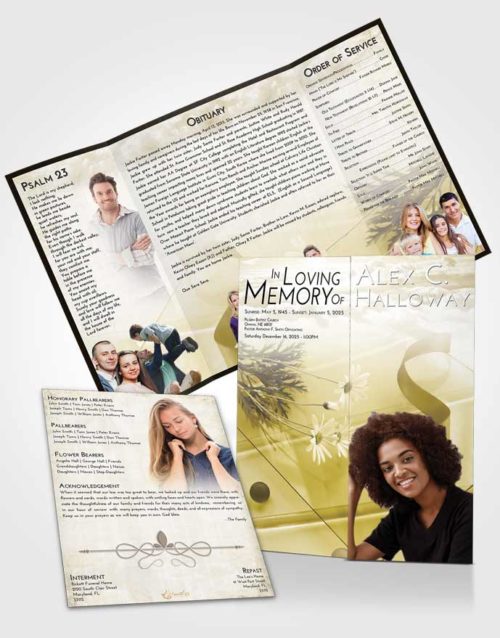 Obituary Funeral Template Gatefold Memorial Brochure Harmony Floral Style