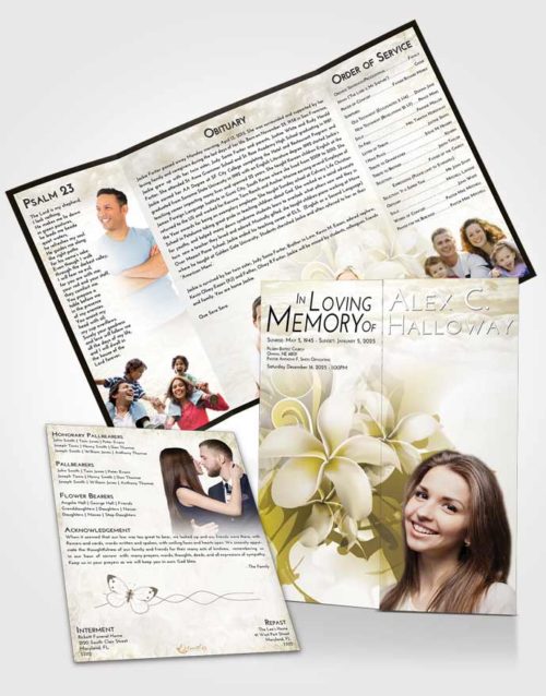 Obituary Funeral Template Gatefold Memorial Brochure Harmony Floral Wish