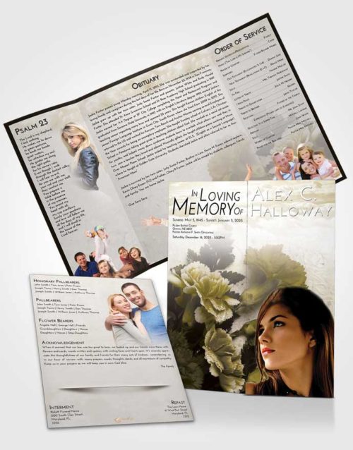 Obituary Funeral Template Gatefold Memorial Brochure Harmony Flower Magic