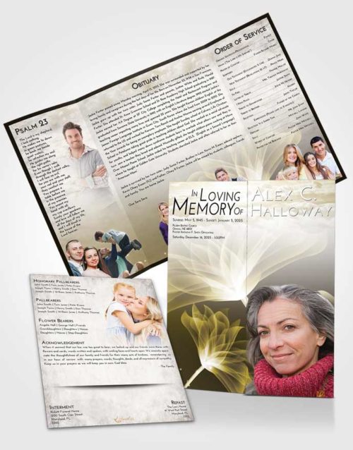Obituary Funeral Template Gatefold Memorial Brochure Harmony Flower Peace