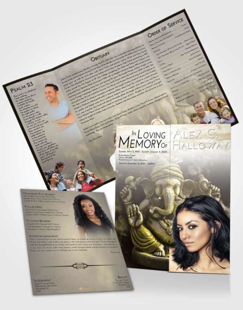 Obituary Funeral Template Gatefold Memorial Brochure Harmony Ganesha Surprise