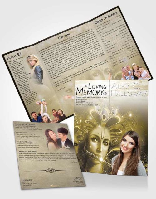 Obituary Funeral Template Gatefold Memorial Brochure Harmony Hindu Desire