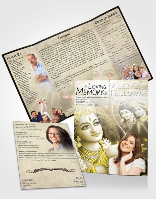 Obituary Funeral Template Gatefold Memorial Brochure Harmony Hindu Majesty
