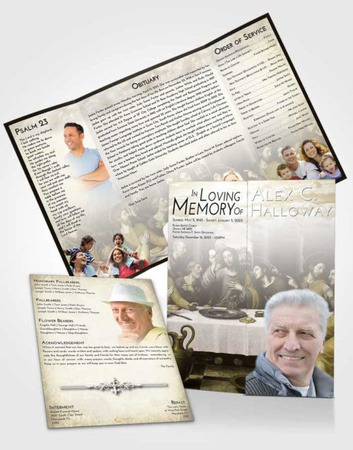 Obituary Funeral Template Gatefold Memorial Brochure Harmony Jesus Last Supper