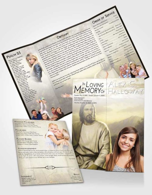 Obituary Funeral Template Gatefold Memorial Brochure Harmony Jesus Prayers