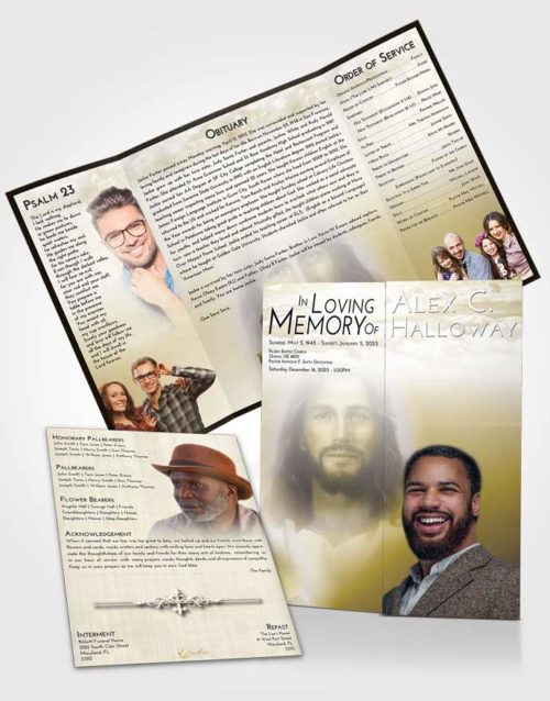 Obituary Funeral Template Gatefold Memorial Brochure Harmony Jesus in Heaven