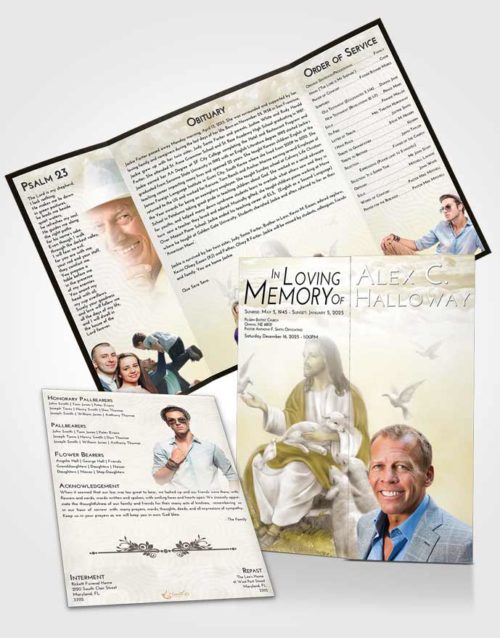 Obituary Funeral Template Gatefold Memorial Brochure Harmony Jesus in the Sky