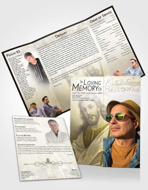 Obituary Funeral Template Gatefold Memorial Brochure Harmony Life of Jesus