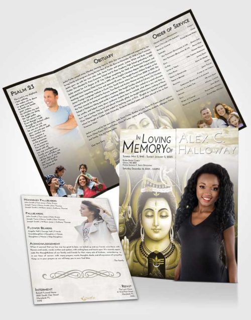 Obituary Funeral Template Gatefold Memorial Brochure Harmony Lord Shiva Dignity