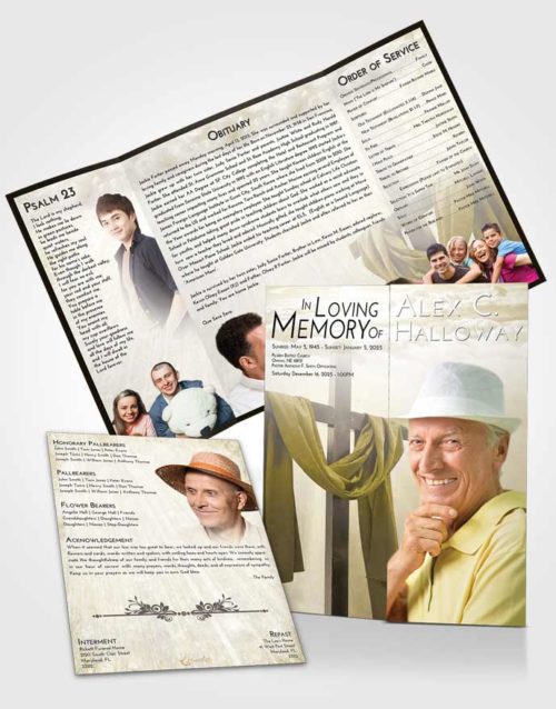 Obituary Funeral Template Gatefold Memorial Brochure Harmony Loving Cross