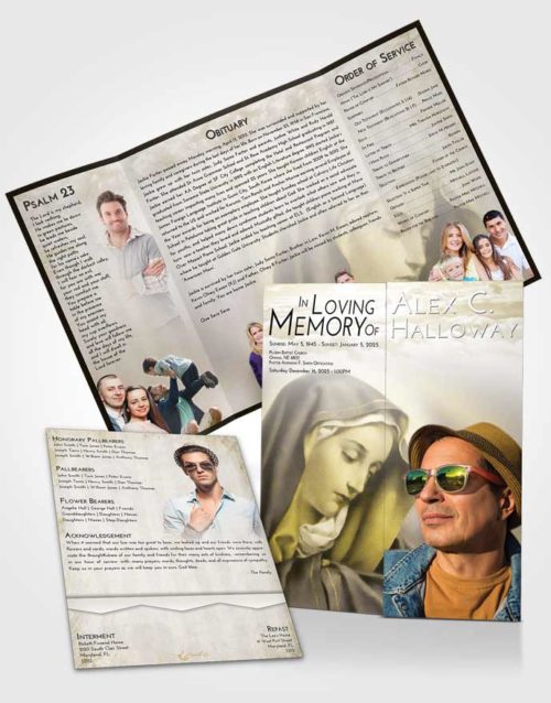Obituary Funeral Template Gatefold Memorial Brochure Harmony Mary Mother in Heaven