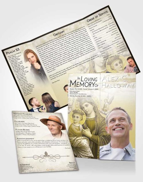 Obituary Funeral Template Gatefold Memorial Brochure Harmony Marys Love