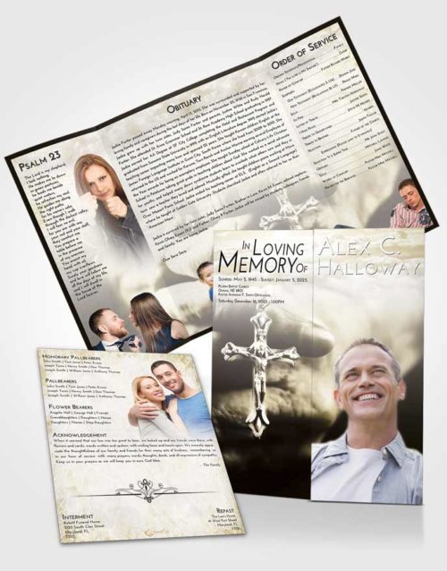 Obituary Funeral Template Gatefold Memorial Brochure Harmony Rosary Life