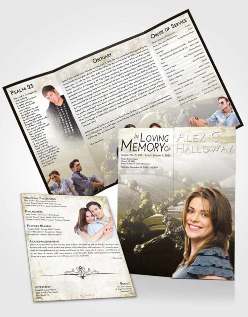 Obituary Funeral Template Gatefold Memorial Brochure Harmony Rosary Prayer