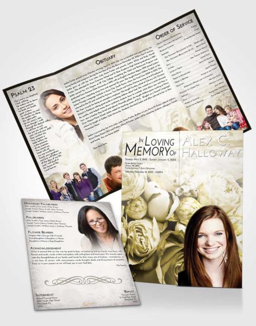 Obituary Funeral Template Gatefold Memorial Brochure Harmony Rose Magic