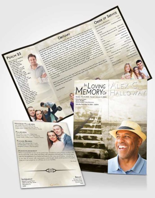 Obituary Funeral Template Gatefold Memorial Brochure Harmony Stairway for the Soul