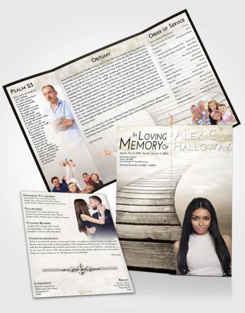 Obituary Funeral Template Gatefold Memorial Brochure Harmony Stairway to Life