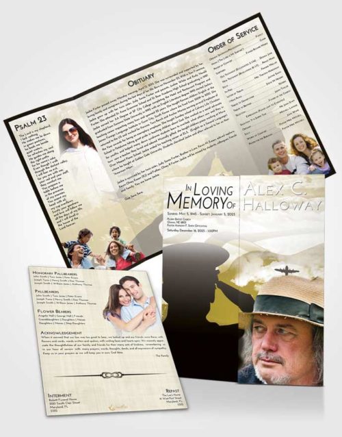 Obituary Funeral Template Gatefold Memorial Brochure Harmony Veterans Sacrifice