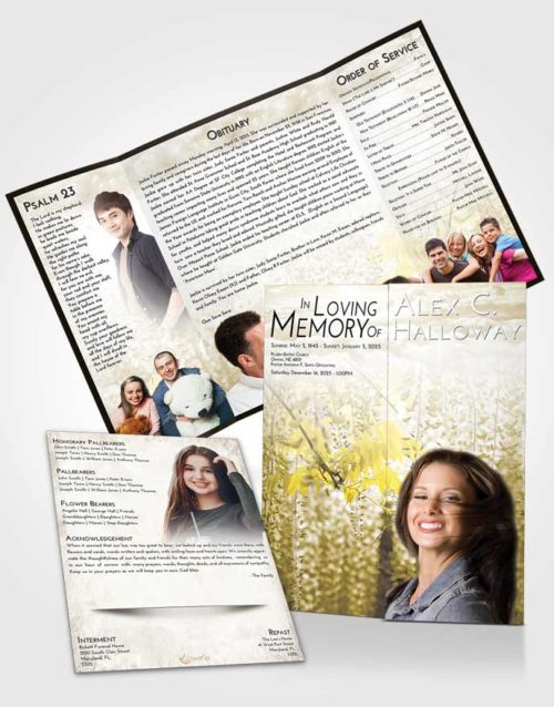 Obituary Funeral Template Gatefold Memorial Brochure Harmony Whispering Flowers