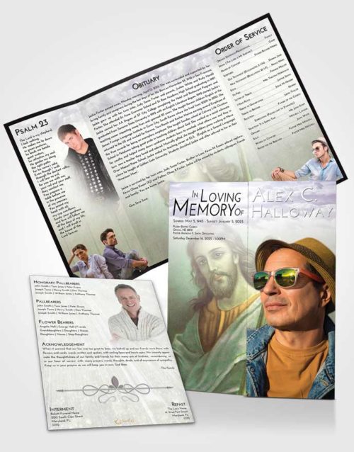 Obituary Funeral Template Gatefold Memorial Brochure Lavender Beauty Life of Jesus