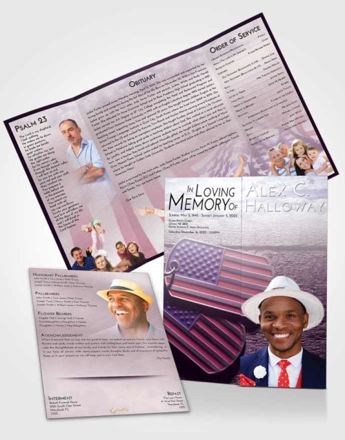 Obituary Funeral Template Gatefold Memorial Brochure Lavender Sunrise American Memory