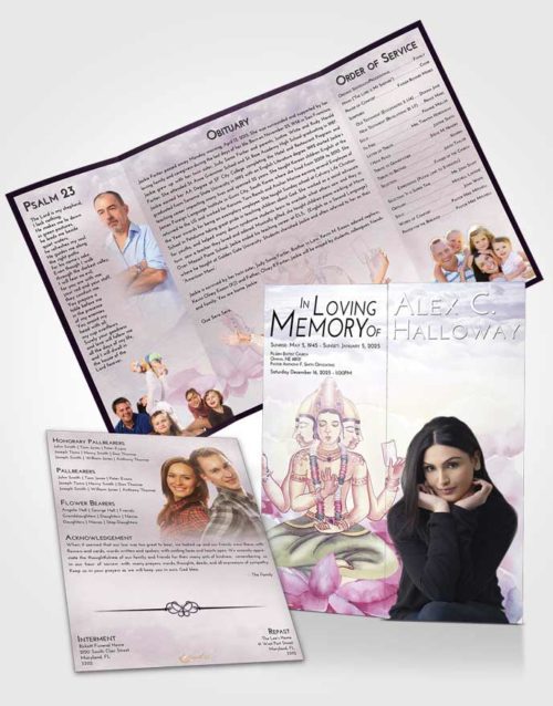 Obituary Funeral Template Gatefold Memorial Brochure Lavender Sunrise Brahma Surprise