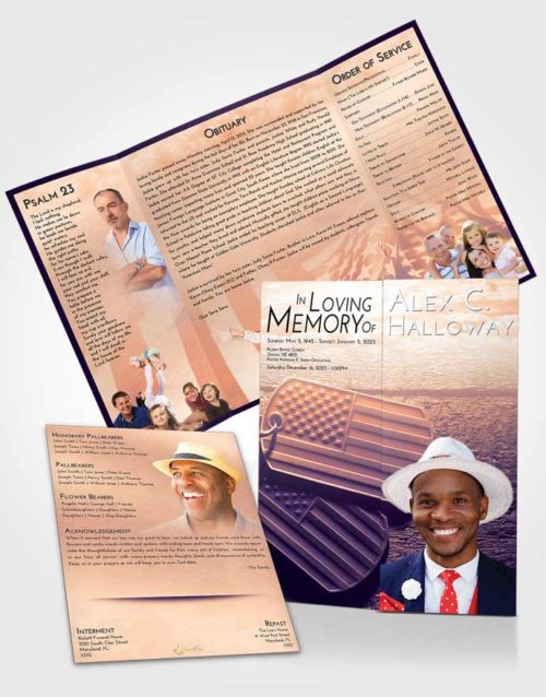 Obituary Funeral Template Gatefold Memorial Brochure Lavender Sunset American Memory