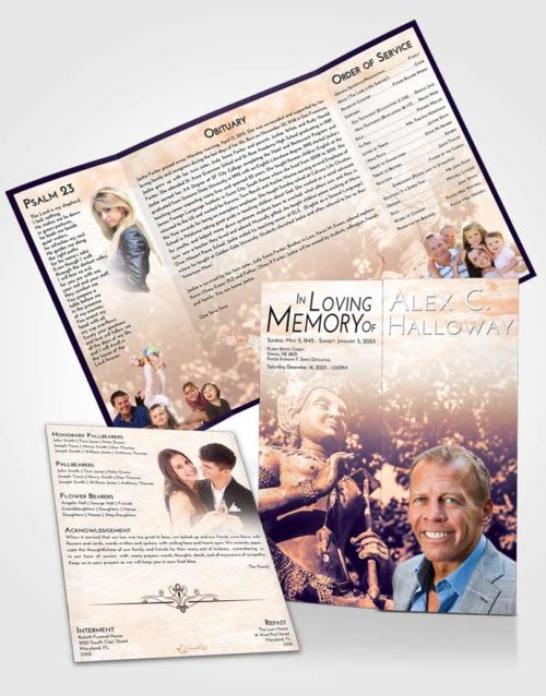 Obituary Funeral Template Gatefold Memorial Brochure Lavender Sunset Vishnu Surprise