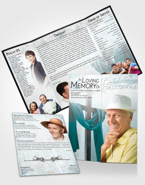 Obituary Funeral Template Gatefold Memorial Brochure Loving Embrace Loving Cross