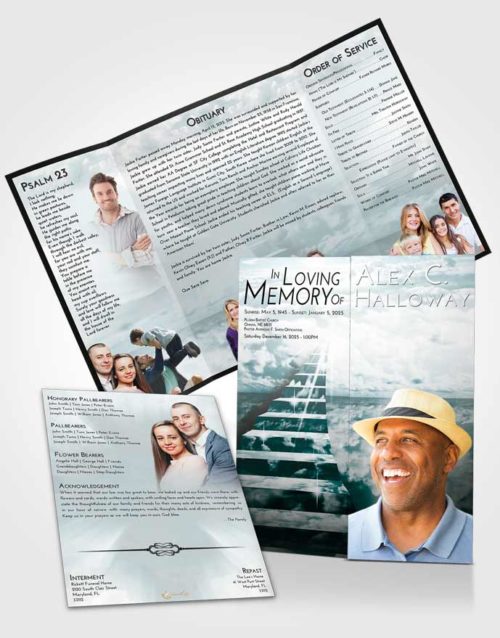 Obituary Funeral Template Gatefold Memorial Brochure Loving Embrace Stairway for the Soul
