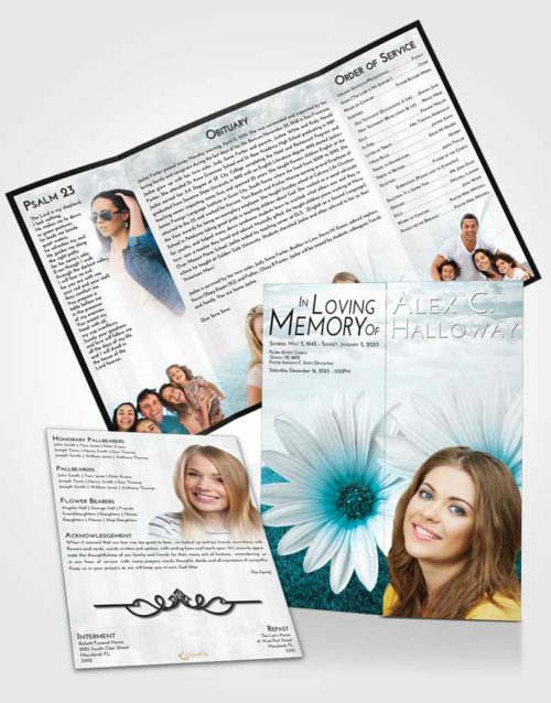 Obituary Funeral Template Gatefold Memorial Brochure Loving Embrace Summer Flower