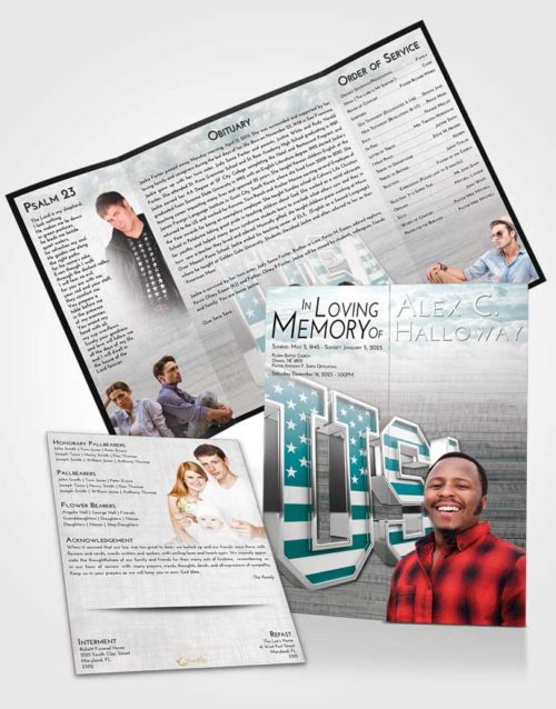 Obituary Funeral Template Gatefold Memorial Brochure Loving Embrace USA