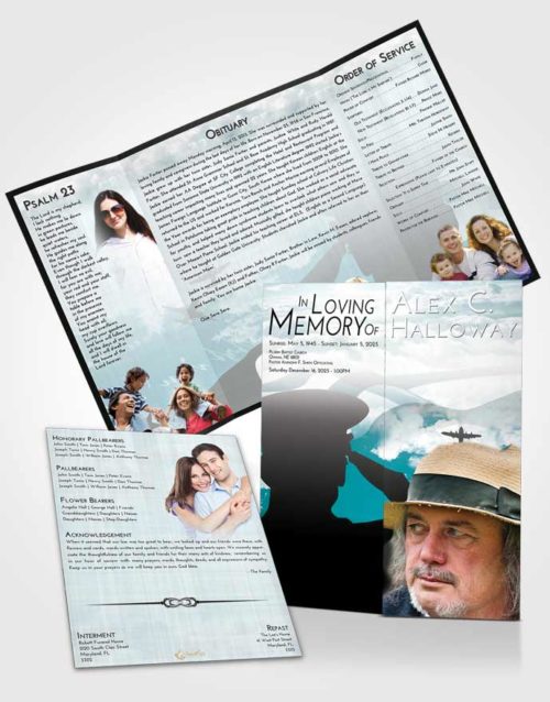 Obituary Funeral Template Gatefold Memorial Brochure Loving Embrace Veterans Sacrifice