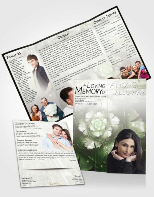 Obituary Funeral Template Gatefold Memorial Brochure Loving Floral Secret