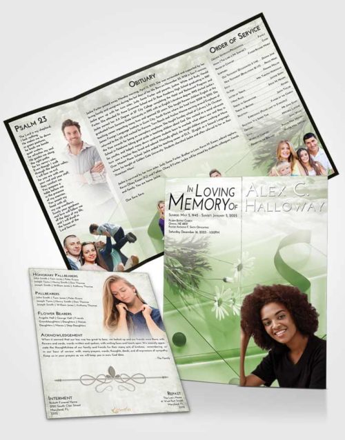 Obituary Funeral Template Gatefold Memorial Brochure Loving Floral Style
