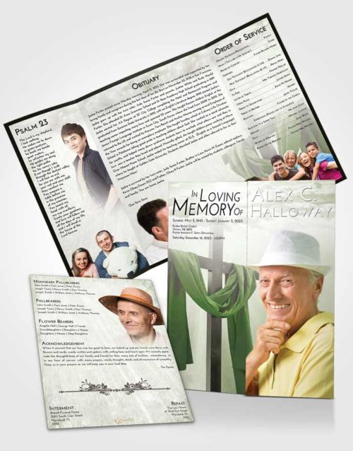 Obituary Funeral Template Gatefold Memorial Brochure Loving Loving Cross