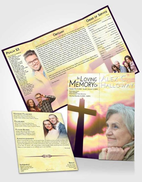 Obituary Funeral Template Gatefold Memorial Brochure Loving Mix Faith in the Cross