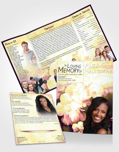 Obituary Funeral Template Gatefold Memorial Brochure Loving Mix Floral Mist