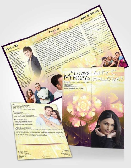 Obituary Funeral Template Gatefold Memorial Brochure Loving Mix Floral Secret