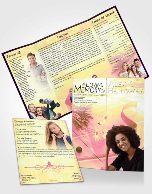 Obituary Funeral Template Gatefold Memorial Brochure Loving Mix Floral Style