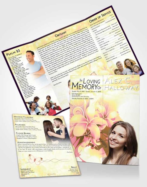 Obituary Funeral Template Gatefold Memorial Brochure Loving Mix Floral Wish