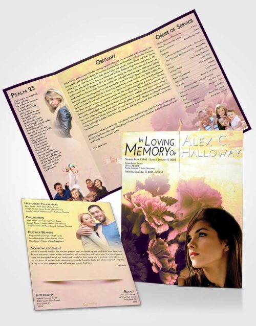Obituary Funeral Template Gatefold Memorial Brochure Loving Mix Flower Magic