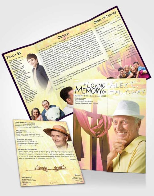 Obituary Funeral Template Gatefold Memorial Brochure Loving Mix Loving Cross