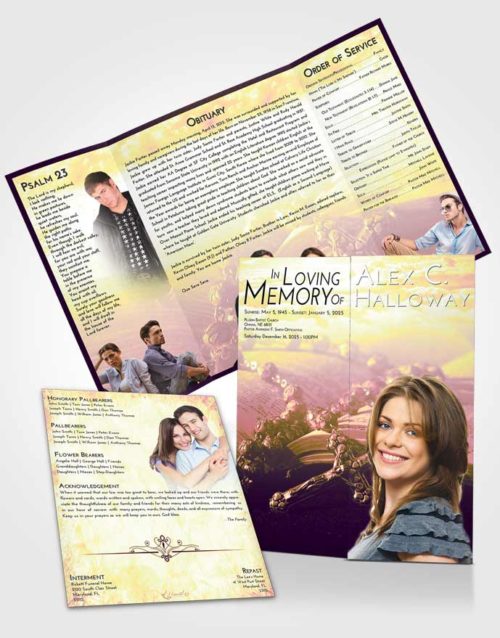Obituary Funeral Template Gatefold Memorial Brochure Loving Mix Rosary Prayer