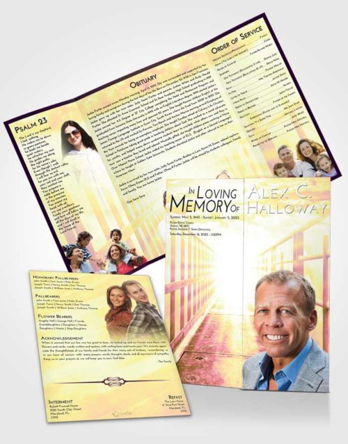Obituary Funeral Template Gatefold Memorial Brochure Loving Mix Stairway to Faith