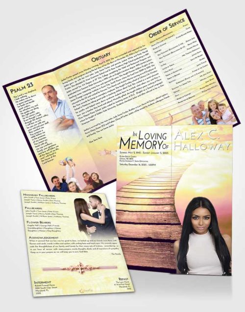 Obituary Funeral Template Gatefold Memorial Brochure Loving Mix Stairway to Life