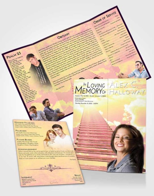 Obituary Funeral Template Gatefold Memorial Brochure Loving Mix Steps to Heaven