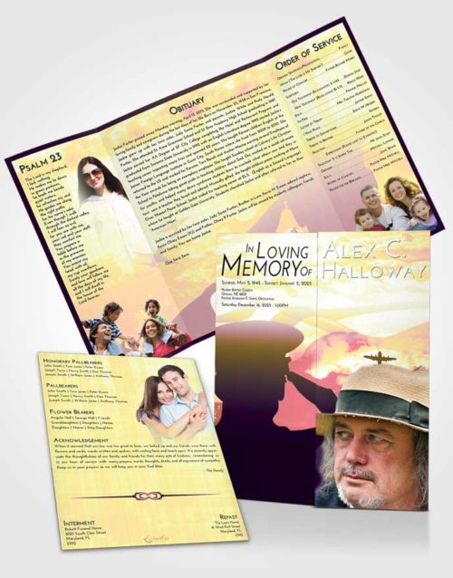 Obituary Funeral Template Gatefold Memorial Brochure Loving Mix Veterans Sacrifice